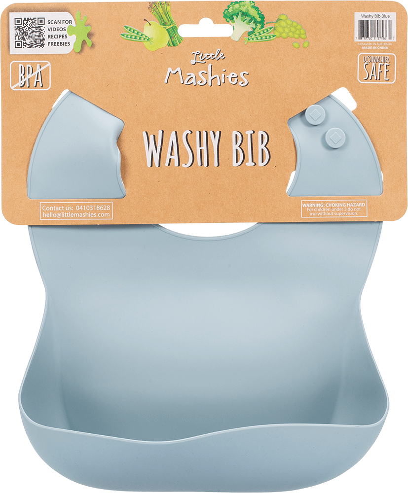 Best Baby Bib for Boy or Girl, Waterproof Toddler Bibs and BPA Free Silicone by Little Mashies Australia Reusable Food Pouches