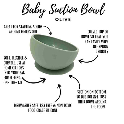 Buy Baby Suction Bowl Olive Best Silicone Base Feeding Set For Toddler by Little Mashies Australia Reusable Yoghurt Pouches