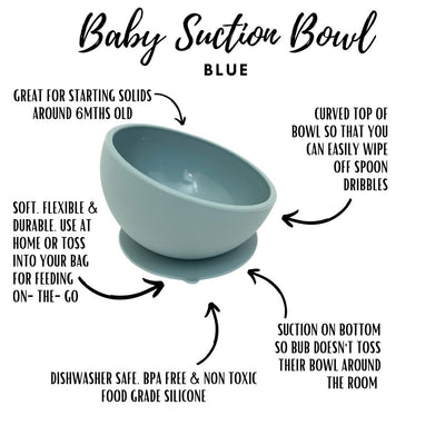 Buy Baby Suction Bowl Blue Best Silicone Base Feeding Set For Toddler by Little Mashies Australia Reusable Yoghurt Pouches